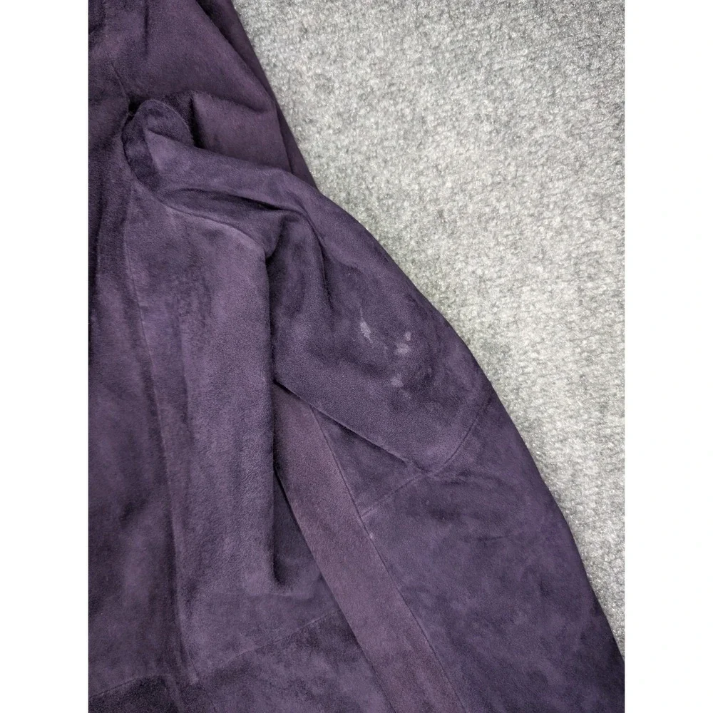 Lauren Ralph Lauren Womens LARGE Vintage Suede Leather Jacket 2‎ Button Purple